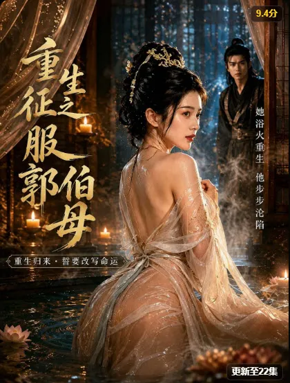 古装女主角在池畔回头的竖版短剧封面